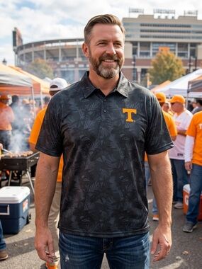Tennessee Volunteers Shirt Polo Mens XXL Black Grey NCAA Football Hawaiian AOP